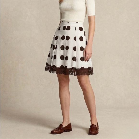 Millennium Dresses & Skirts - Polka Dot A-Line Skirt with Lace Trim